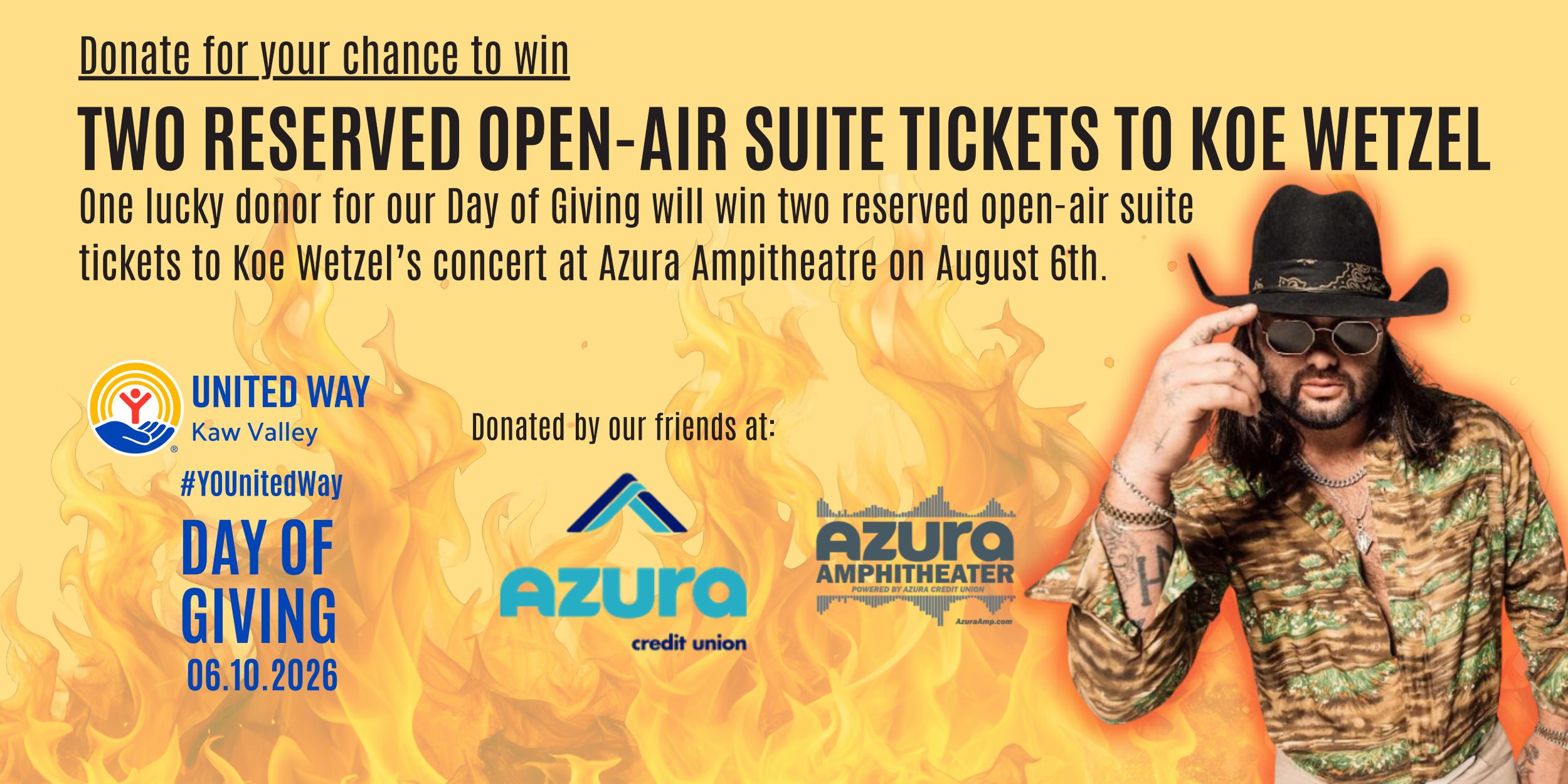 Donate for a chance to win Koe Wetzel Tickets